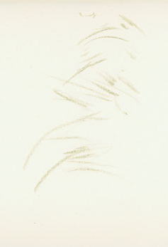 Sporen van het wandelen door het gras, tekening 