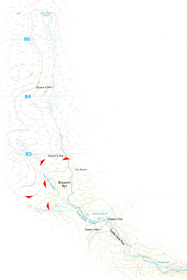 Kaart van de wandeling langs de East Dart