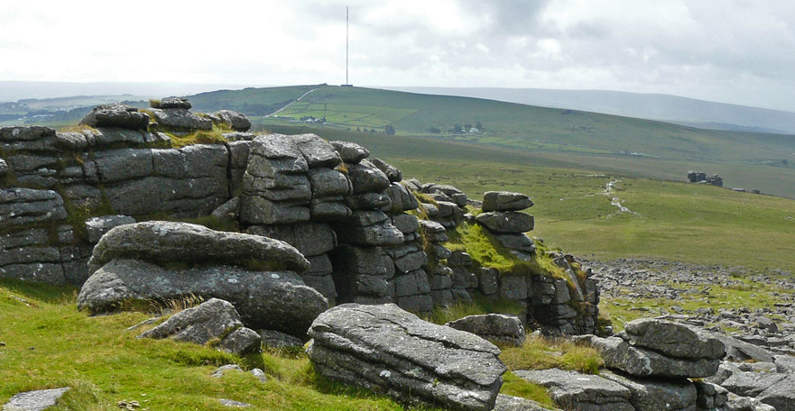 TVmast bij Princetown vanaf great Mis Tor