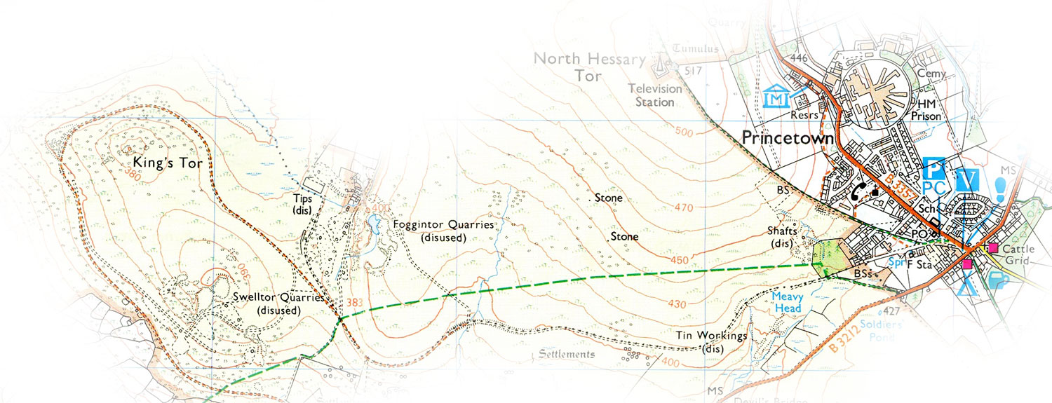 Steengroeves en voormalige spoorweg bij Princetown
