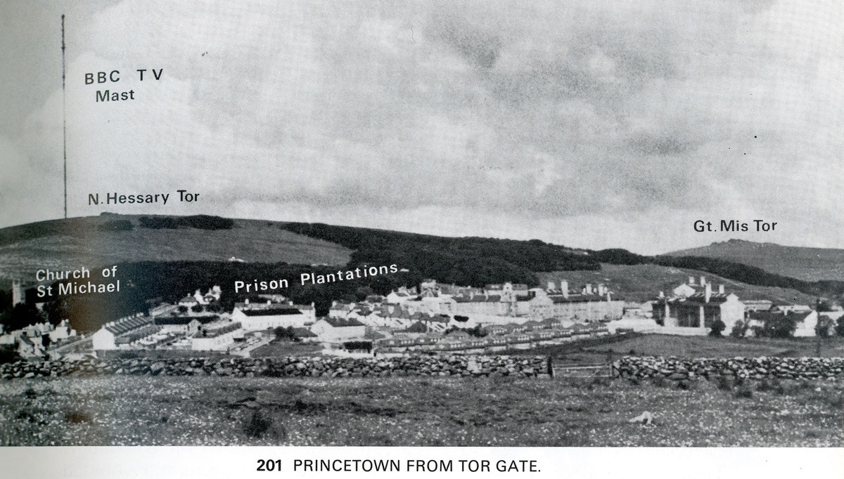 Princetown, Dartmoor vanaf Tor Gate